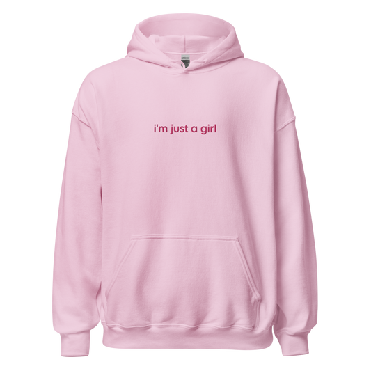 just a girl hoodie in pink