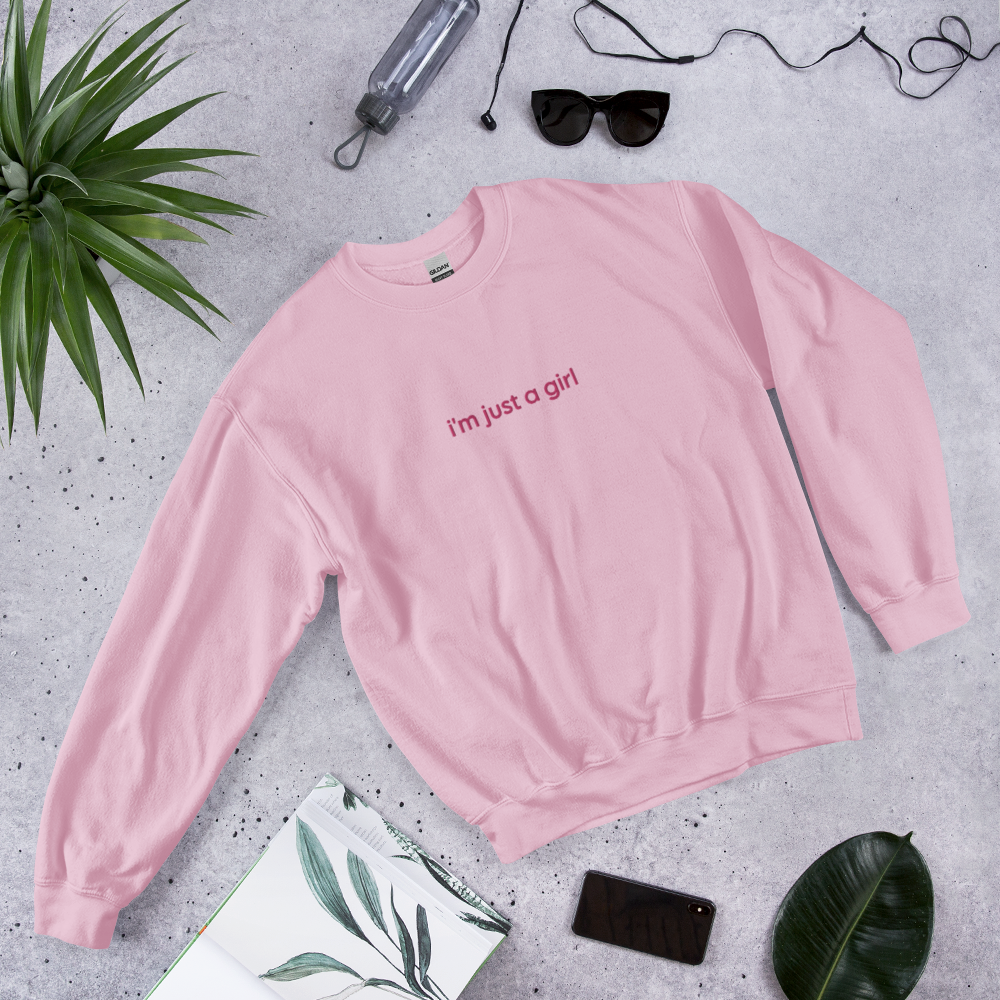 just a girl crewneck in pink