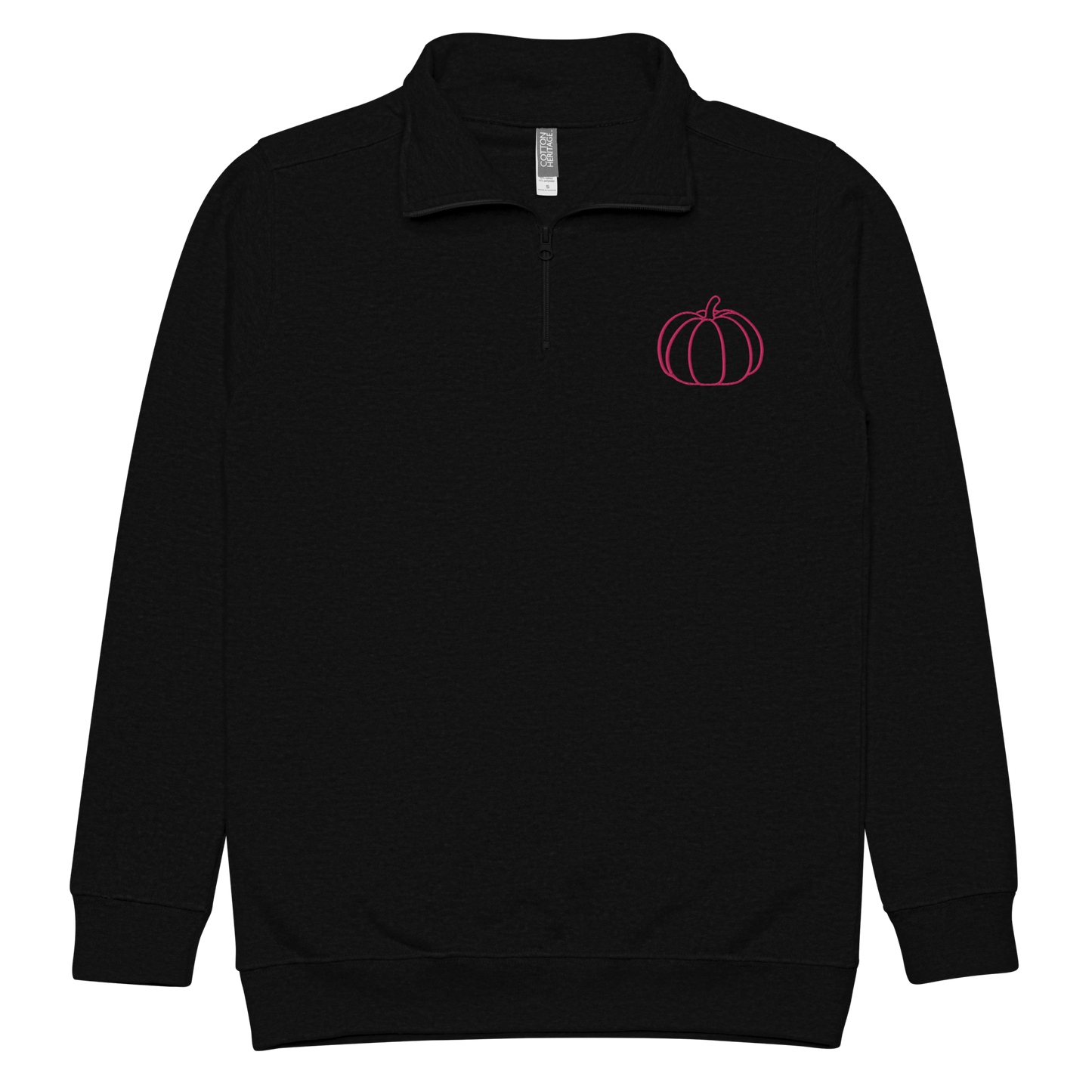 pink pumpkin embroidered quarter zip