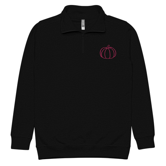 pink pumpkin embroidered quarter zip