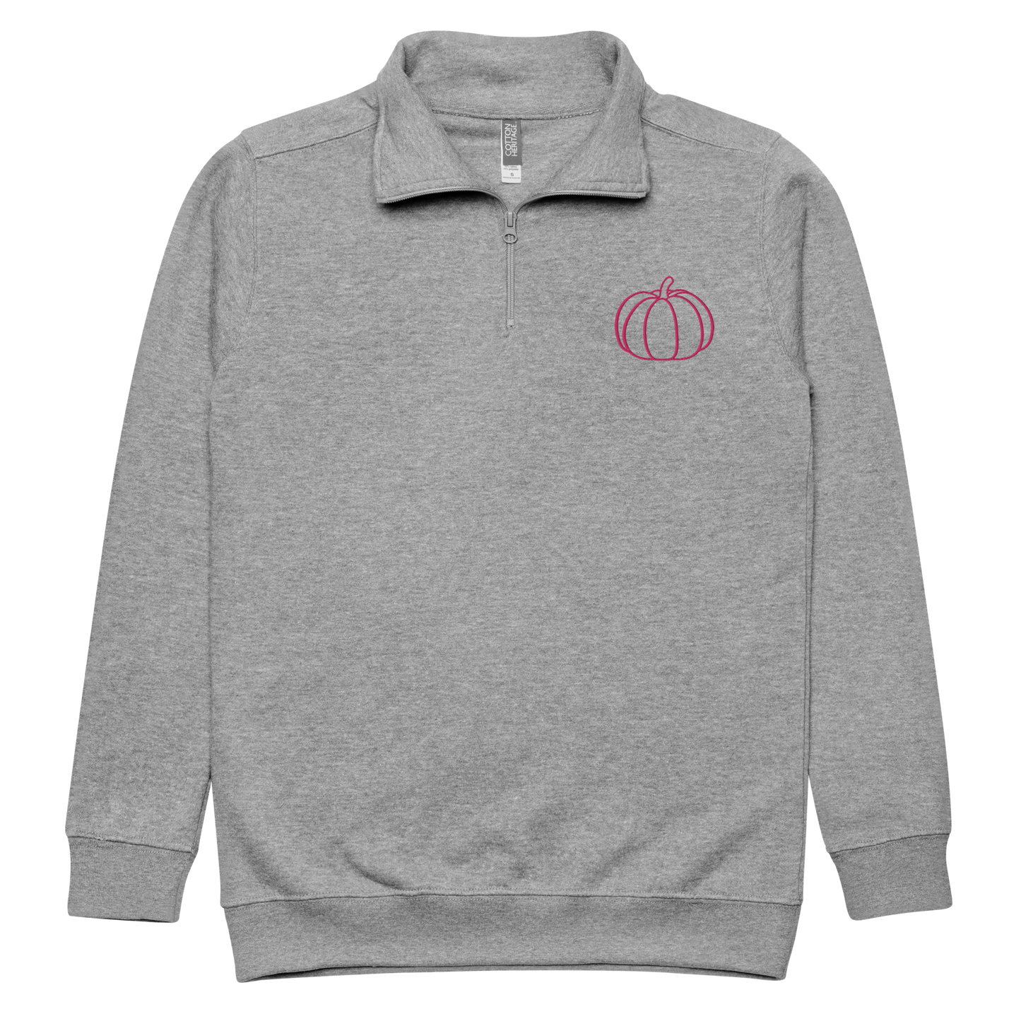 pink pumpkin embroidered quarter zip