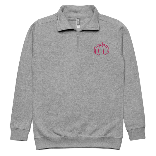 pink pumpkin embroidered quarter zip